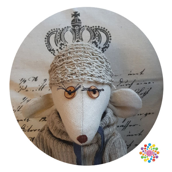 duża lniana mysz big linen mouse