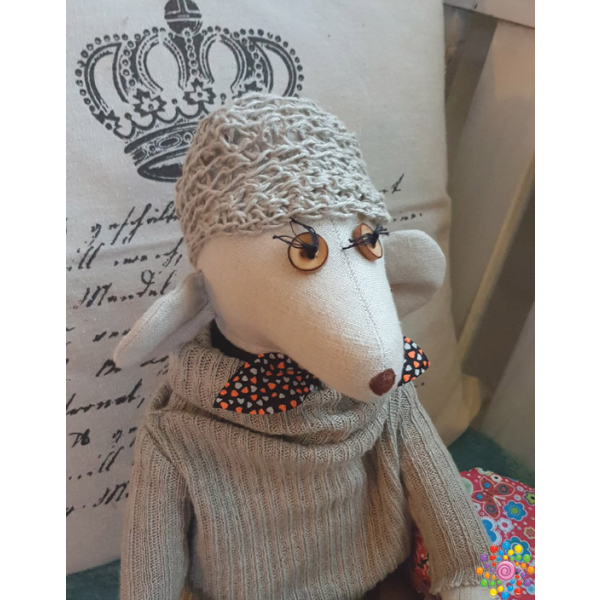 duża lniana mysz big linen mouse