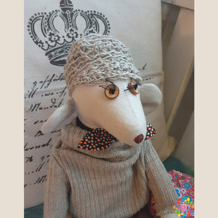 duża lniana mysz big linen mouse