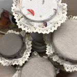 Czepek Konopno Bawełniany Liście z Koronką