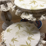 Czepek Konopno Bawełniany Liście z Koronką