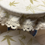 Czepek Konopno Bawełniany Liście z Koronką