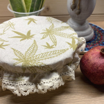 Czepek Konopno Bawełniany Liście z Koronką