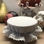 Kapturek Konopno Bawełniany z Koronką na Miskę do 18 cm