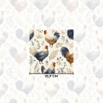 Lniana tkanina Sielska Farma - Malarskie Koguty