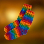 Skarpety Długie Tęczowe Wełniane Ręcznie Robione