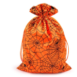 Woreczek satynowy duży pomarańczowy pajęczyna Halloween
