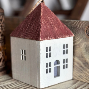 Domek Drewniany Kamienica 2 Lampion Led Dekoracja