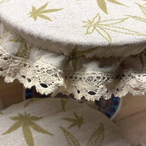 Czepek Konopno Bawełniany Liście z Koronką