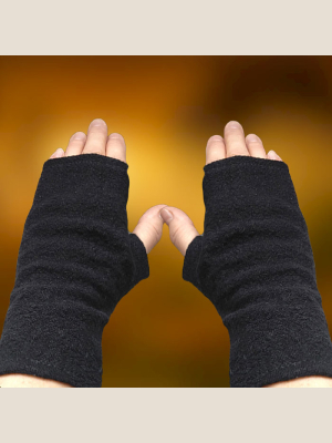 Mitenki Lniane Damskie Czarne Klasyczne