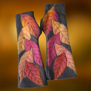 Artystyczne Mitenki Wełniane Długie Ręcznie Filcowane