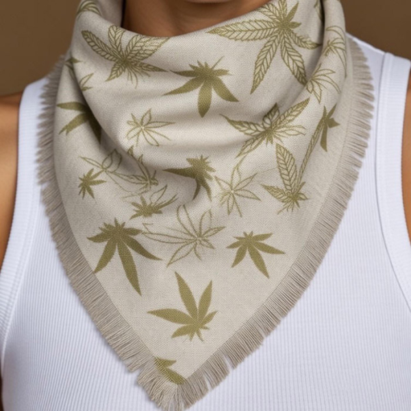Bandana Konopna Sielski Luksus Styl Island Lux & Liście Konopi