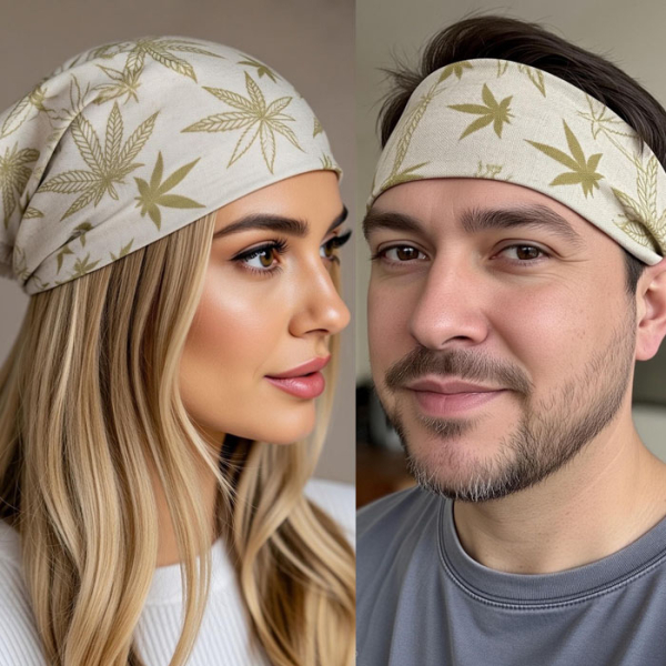 Bandana Konopna Sielski Luksus Styl Island Lux & Liście Konopi