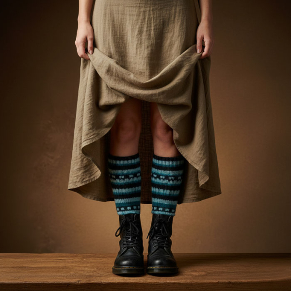 Grube Skarpety Wełniane Nordic Blue Ciepłe i Trwałe