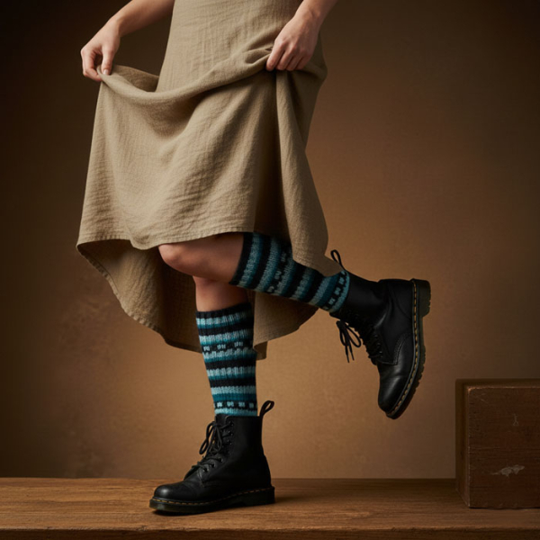 Grube Skarpety Wełniane Nordic Blue Ciepłe i Trwałe