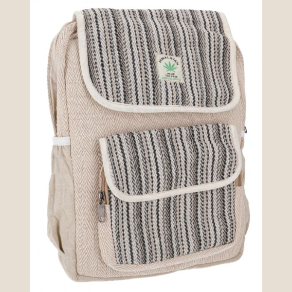 Plecak Konopny w Czarne Paski, hippie backpack.