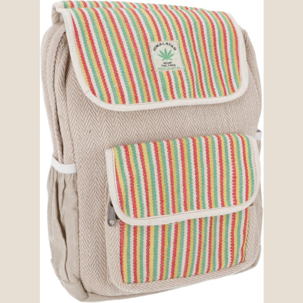 Plecak Konopny w Kolorowe Paski, hippie backpack.
