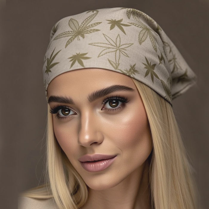 Bandana Konopna Sielski Luksus Styl Island Lux & Liście Konopi
