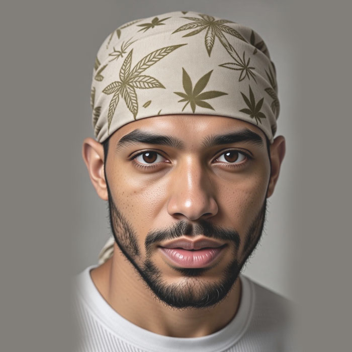 Bandana Konopna Sielski Luksus Styl Island Lux & Liście Konopi