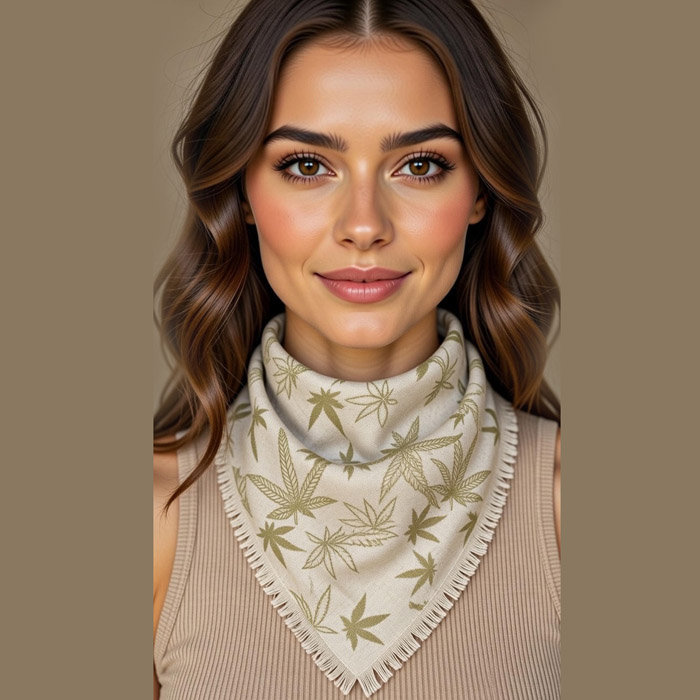 Bandana Konopna Sielski Luksus Styl Island Lux & Liście Konopi