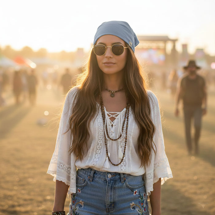 Bandana Konopna Szaro Niebieska