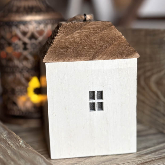 Domek Drewniany Kamienica Latarenka Led Dekoracja