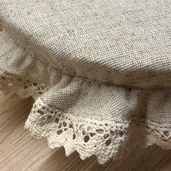 Kapturek Konopno Bawełniany z Koronką na Miskę do 18 cm