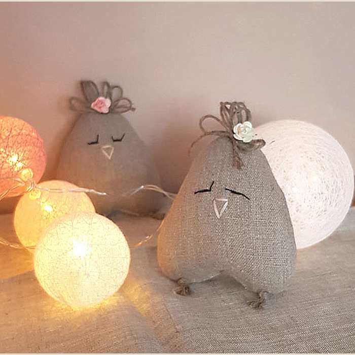 Lniany Kurczak Kura Dekoracja Rękodzieło