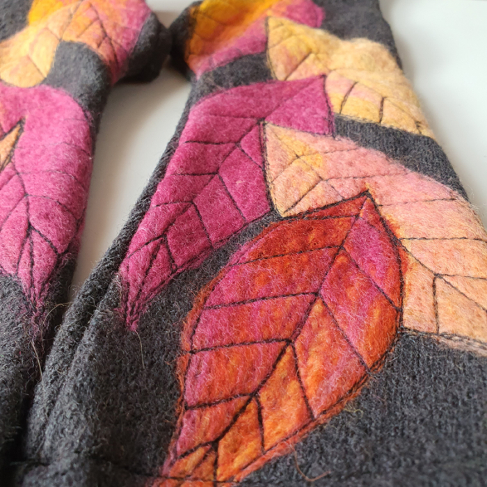 Artystyczne Mitenki Wełniane Długie Ręcznie Filcowane