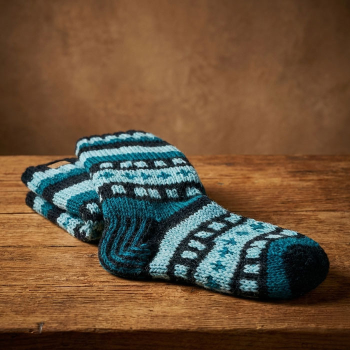 Grube Skarpety Wełniane Nordic Blue Ciepłe i Trwałe