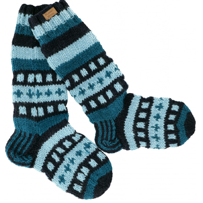 Grube Skarpety Wełniane Nordic Blue Ciepłe i Trwałe