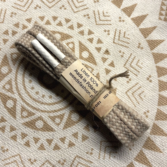 Płaskie Sznurówki Lniane Kratka 120 cm