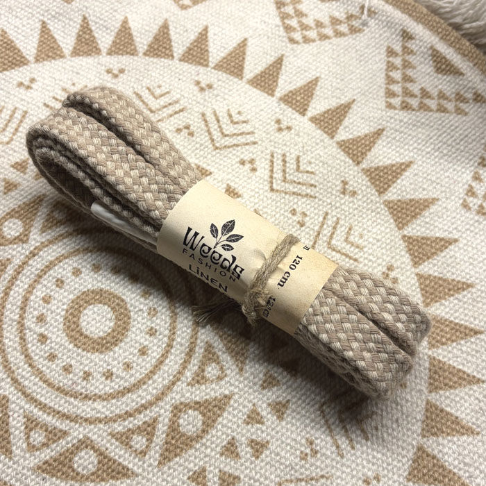 Płaskie Sznurówki Lniane Kratka 120 cm