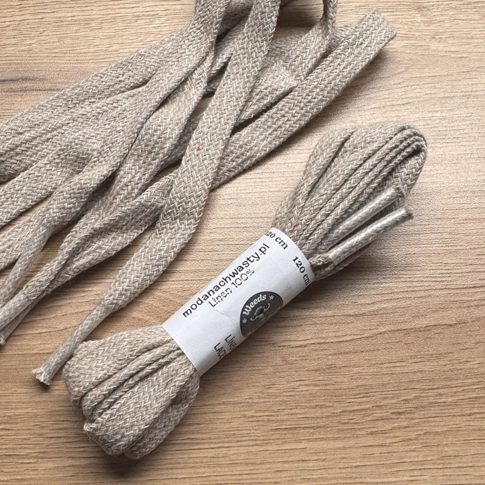 Płaskie Sznurówki Lniane Melanż 120 cm Weeds Fashion