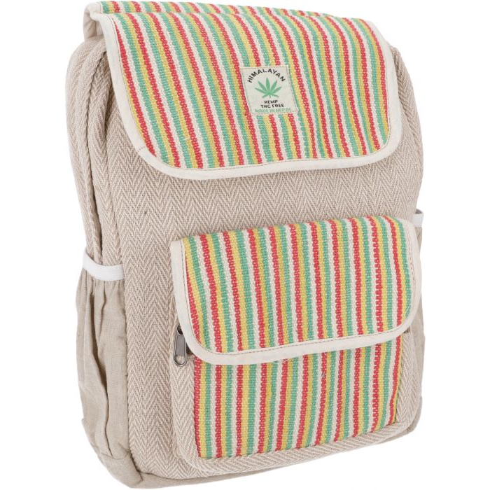 Plecak Konopny w Kolorowe Paski, hippie backpack.